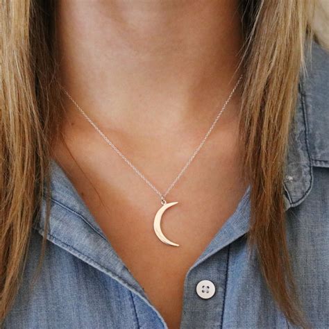 Crescent Moon Necklace Large Sterling Silver Crescent Moon