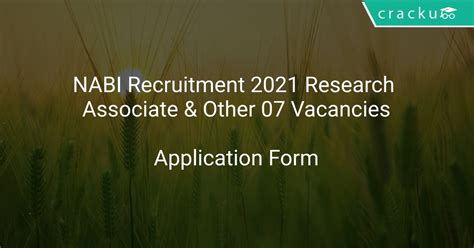 Nabi Recruitment 2021 Research Associate And Other 07 Vacancies Latest