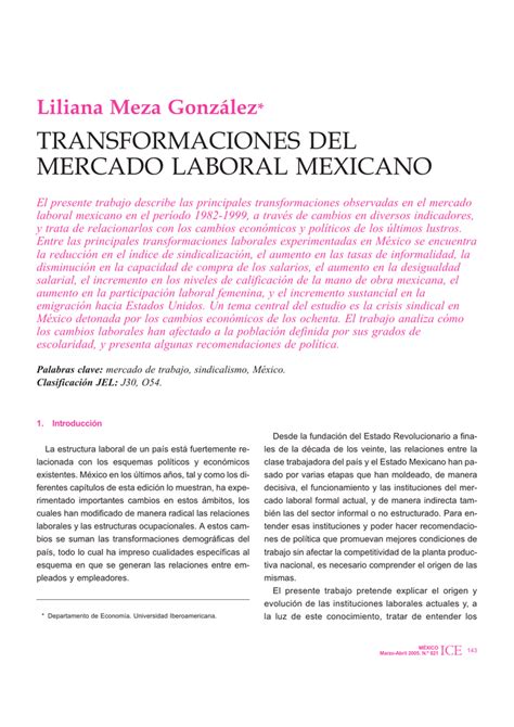 Transformaciones Del Mercado Laboral Mexicano