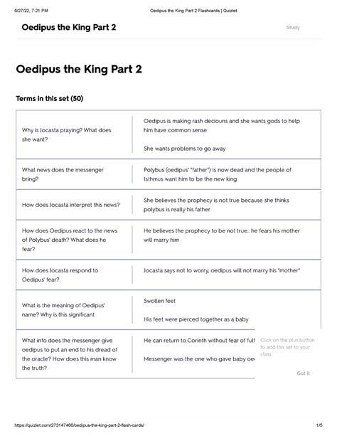 Oedipus The King Part 2 Flashcards Quizlet Upgrade Oedipus The King