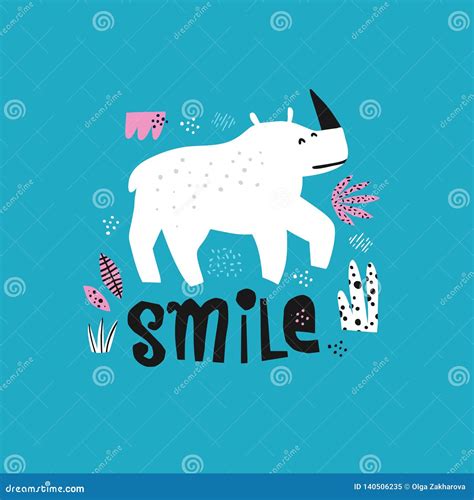 Rhinoceros Hand Drawn Illustration Stock Vector Illustration Of