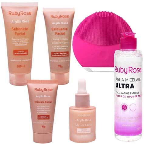 Kit Limpeza Facial Argila Rosa Ruby Rose Esponja El Trica Submarino