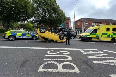 Ormeau Road Crash Sees One Person Taken To Hospital As Car Ends Up On