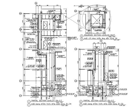 CAD DWG file showing the Partial section details and Elevation of the ...