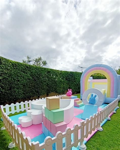 Rainbow Soft Play With Rainbow Jumping Castle Glam Events