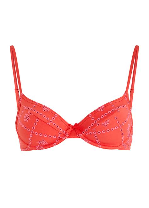 Damson Madder Uma Embroidered Underwired Bikini Top Red Damson Madder