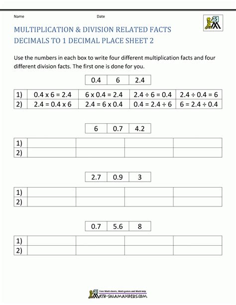 Equivalent Number Sentences Multiplication And Division Worksheets Free Printable