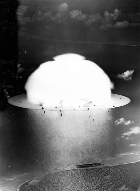 Mushroom Cloud Near Ships Operation Crossroads Bikini Atoll