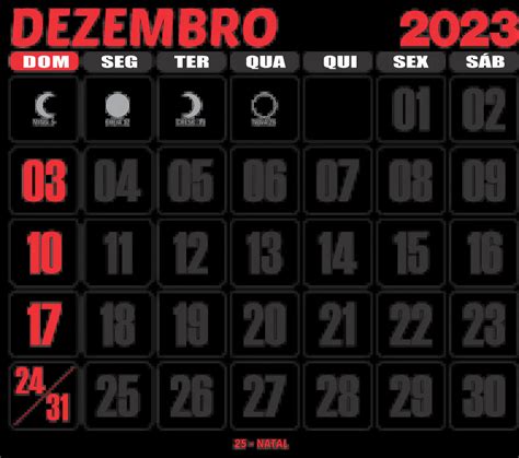 Calendário 2023 Dezembro Imagem Legal