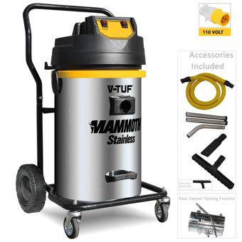 V Tuf Mammoth Stainless Wet Dry Twin Motor Industrial Vacuum