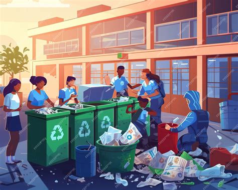 Premium Photo | A schoolwide recycling program with students diligently