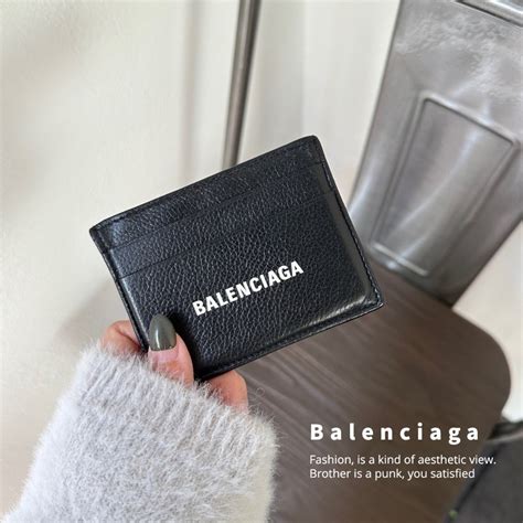 Hyc Balenciaga巴黎世家 字母logo荔枝紋小牛皮4卡卡片夾黑 Z1354 蝦皮購物