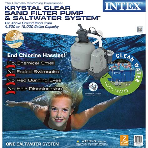 Intex Krystal Clear 2150 Gph Sand Filter Pump And Saltwater System With E C O Electrocatalytic