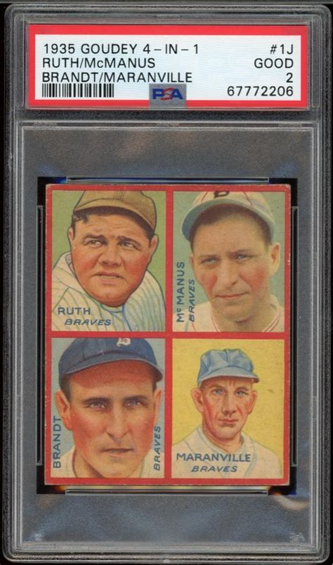 FS 1935 Goudey 4 In 1 1J Babe Ruth PSA 2 Blowout Cards Forums