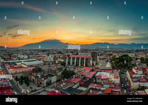 Aerial view of the San Jose Cathedral at night in Ciudad Guzman ...