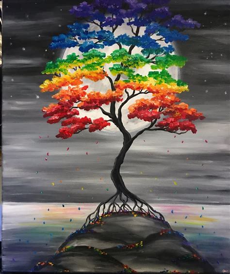 Rainbow Art. Bonsai Tree. - Etsy | Rainbow art, Rainbow painting, Diy canvas art