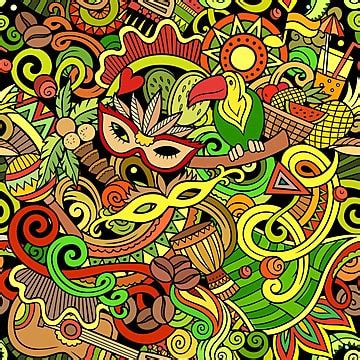 Dibujos Animados Garabatos Brasil Patrones Sin Fisuras Viaje Carnaval