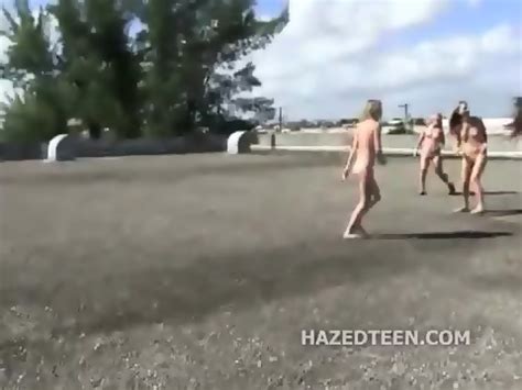 Teen Girls Perform Stunts Naked