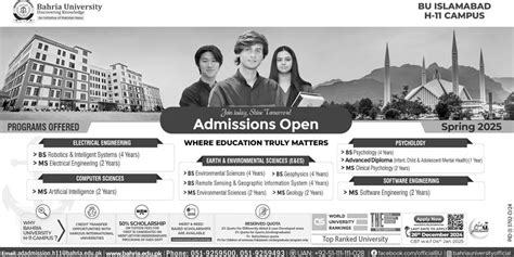 BU Islamabad Announces MS Master S Admission 2025 Online