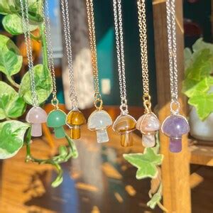 Crystal Mushroom Necklace Crystal Necklace Shroomie Pendant Mushrooms