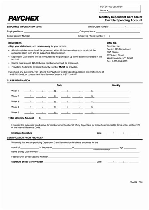 Dependent Care Fsa Nanny Receipt Template