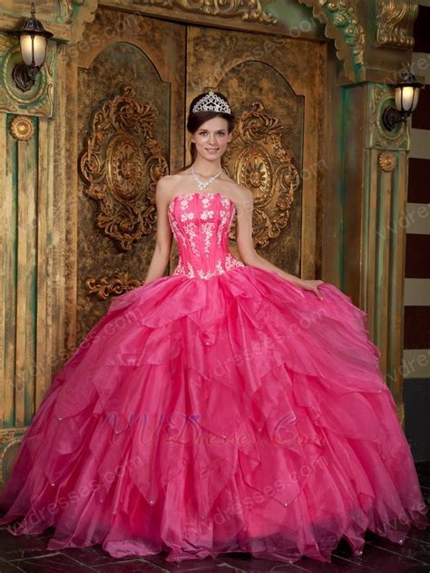 Gorgeous Strapless Hot Pink Quinceanera Dress For Cheap