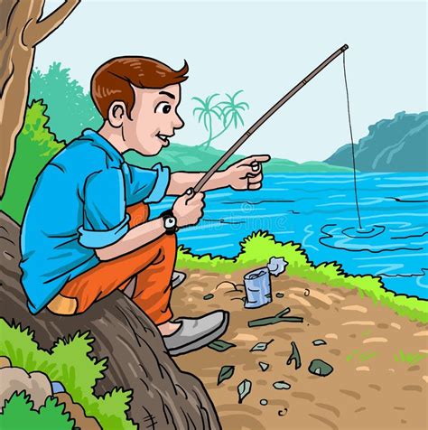 Boy Fishing Boat Stock Illustrations 757 Boy Fishing Boat Stock