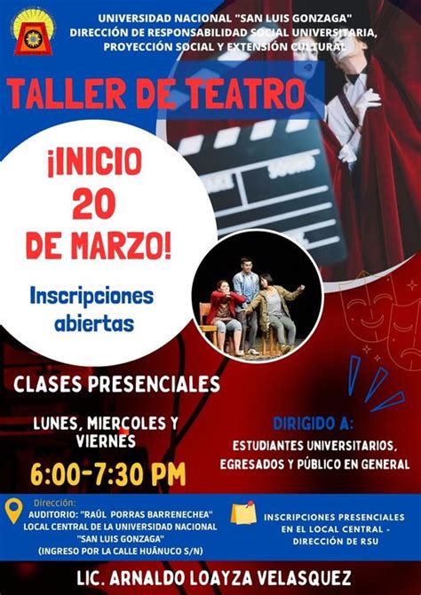 Inscripciones Presenciales Abiertas Al Taller De Teatro Noticias UNICA