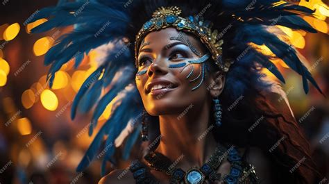 Premium Photo | Colorful masks and feathers adorn dancers at Rio Carnival