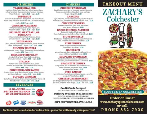 Zachary's Pizza House At Mallets Bay | Menu