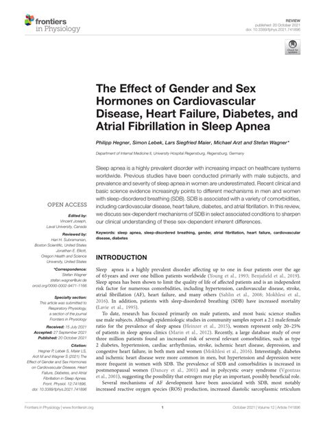 PDF The Effect Of Gender And Sex Hormones On Cardiovascular Disease