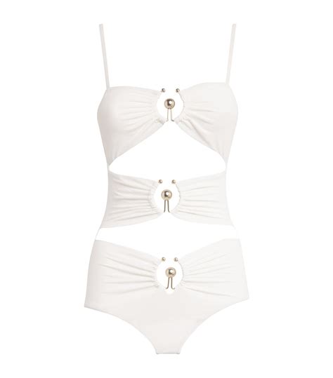 Womens Christopher Esber White Pierced Cut Out Orbit Swimsuit Harrods UK