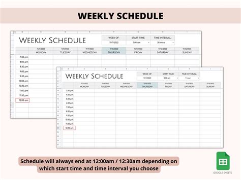 Weekly Schedule Google Sheets Daily Schedule Digital Weekly Schedule ...