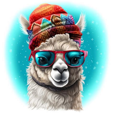 Premium Photo There Is A Llama Wearing Sunglasses And A Hat With A