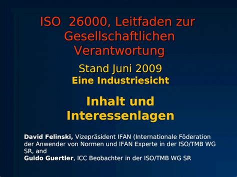 PPT ISO 26000 Leitfaden Zur Gesellschaftlichen Verantwortung Stand