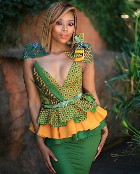 Beautiful Green Shweshwe Dressses For African Womens Shweshwe 4u