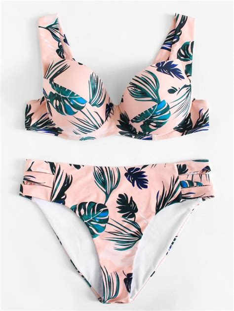 Tropical Print Bikini Set SheIn Sheinside Tropical Beach Wear