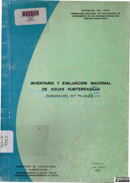 Inventario Y EvaluaciÃ³n Nacional De Aguas SubterrÃ¡neas Autoridad