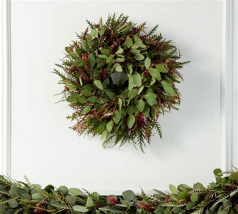 Fresh Grevillea Silver Dollar Eucalyptus Wreath Garland Pottery Barn