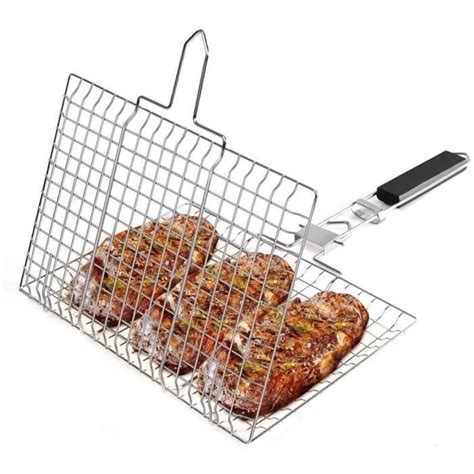 Toruiwa Grille De Barbecue Portable En Acier Inoxydablepoign E Bois