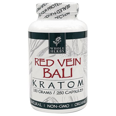 Whole Herbs Kratom Capsules Bottle Red Vein Bali Grams Ct