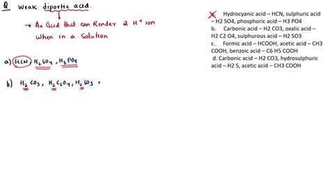 Solved Which Of The Following Are Weak Diprotic Acids A Hydrocyanic Acid Hcn Sulphuric Acid