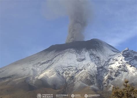 Popocatépetl con 22 exhalaciones mil 234 minutos de tremor y