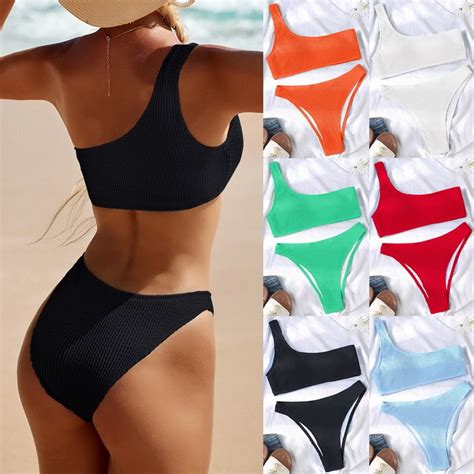 New Sexy Wrinkled Crinkled Bikini Female Swimsuit Women Swimwear Two