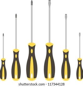 Yellow Screwdriver Set Vector Stock Vector Royalty Free