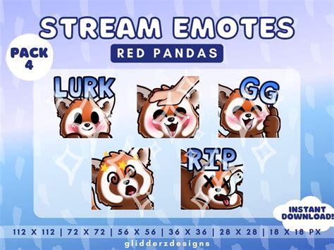 Cute Red Panda Emotes For Twitch Youtube Discord Red Panda Etsy In