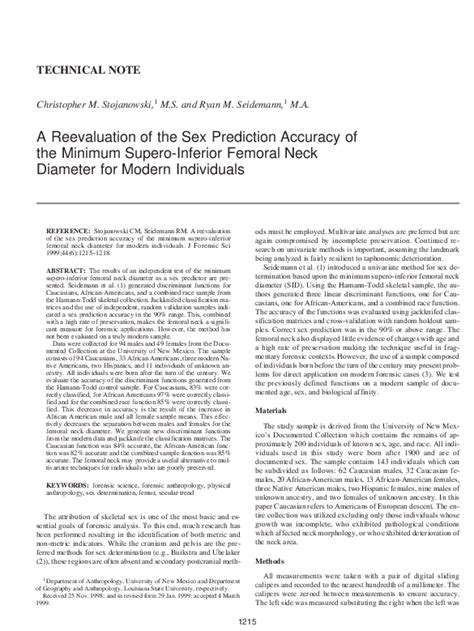 Pdf A Reevaluation Of The Sex Prediction Accuracy Of The Minimum