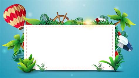 Premium Vector | Summer template design with white blank paper sheet for text, summer elements ...