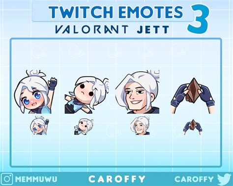 Cute Valorant Jett Emotes Set 3 Twitch Discord Youtube Etsy 日本