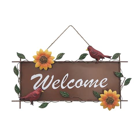 Niuredltd Home Decoration Metal Sunflower Welcome Sign Garden Decor